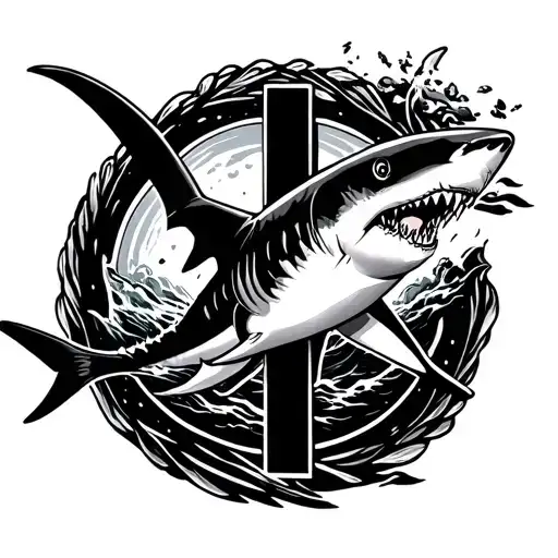 Shark Swimming Around Cross