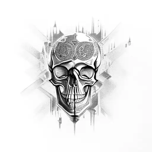 A Skull With Intricate Architectural Elements Incorporated Into Its Design