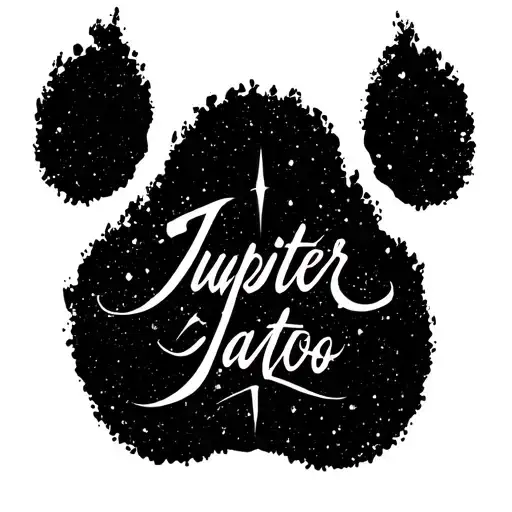Paw Print Next To The Word Jupiter Cursive