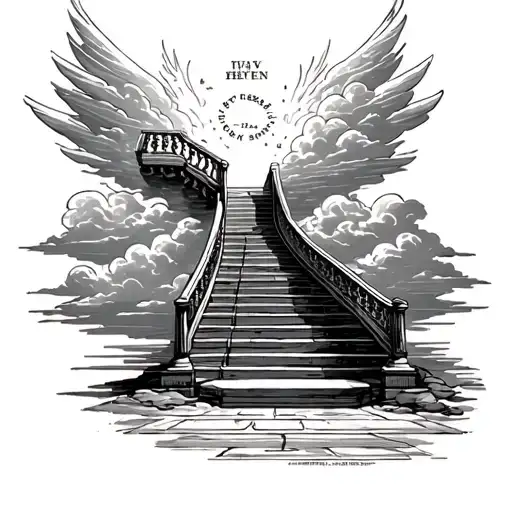 Stair Case To Heaven With Clouds And Date