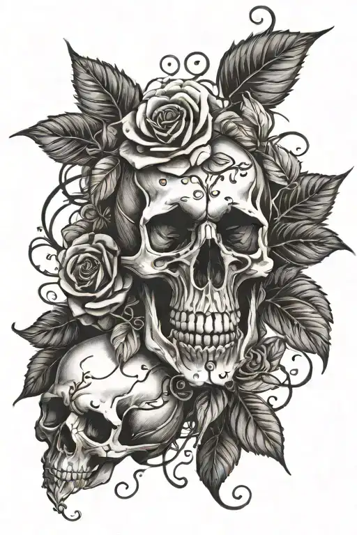 Roses And Vines And Skull