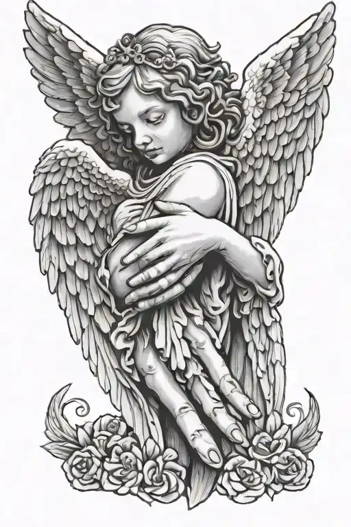 Pray Hands With Angel Wings
