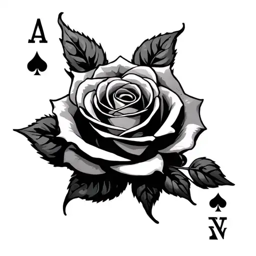 Rose With Playing Card