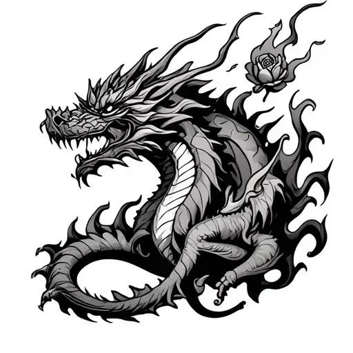 Witchy Rose On Fire Breathing Dragon