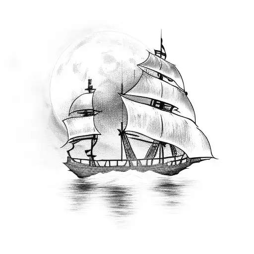 Pirate Ship With The Moon