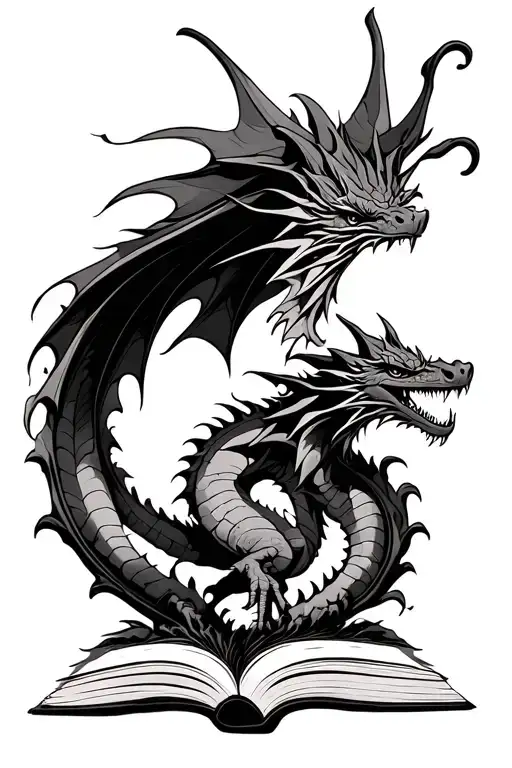 Dragon Flying Out Of Book Binding