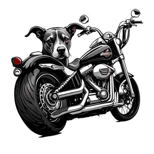 Dog And Harley Davidson Motorcycle