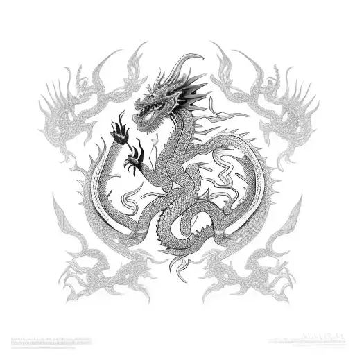 An Intricate Dragon Surrounded By Indian Mythological Symbols