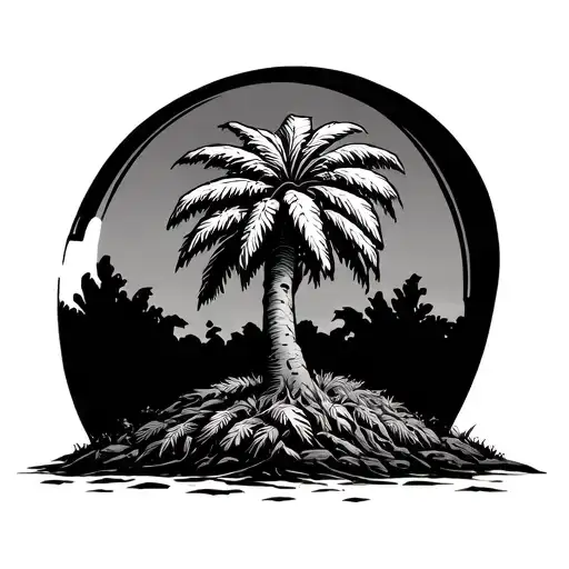 Palm Tree Money Tree Growing Inside Surrounded