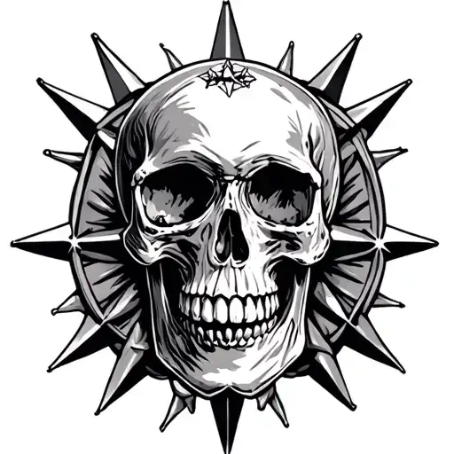 Skull And Five Pionted Stars