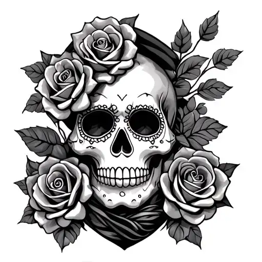 Sugar Skull And Roses Wrapped