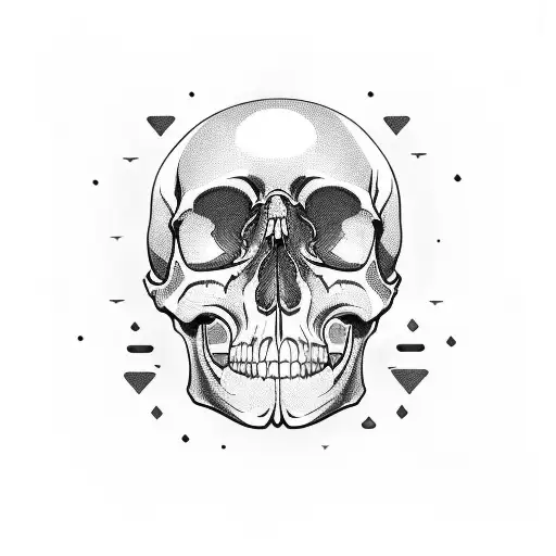 Human Skull With Rose