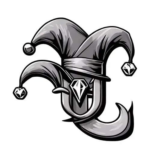 Letter J With A Jester Hat On It With A Diamond Under It