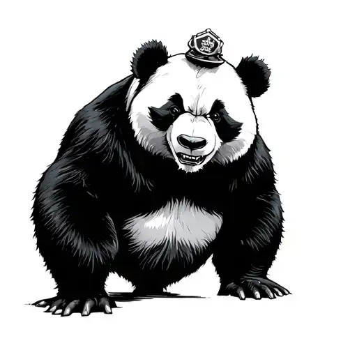 Angry Panda In Police Line Up