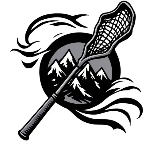 Lacrosse Stick With Mountain Range