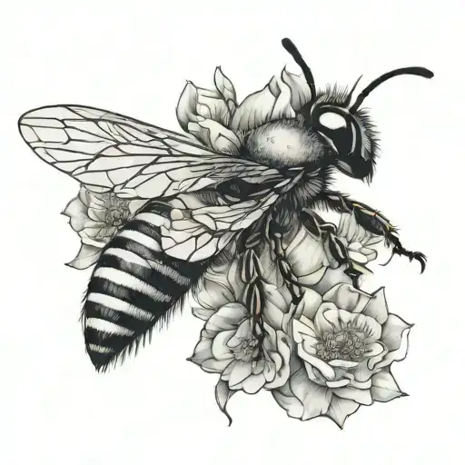 Floral Nature Geometry Bee Flying