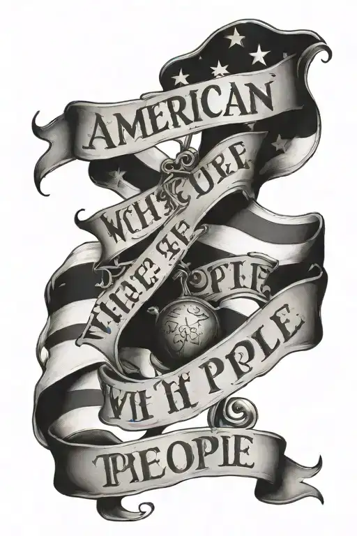 American Flag And We The People Written On It In Old English Script