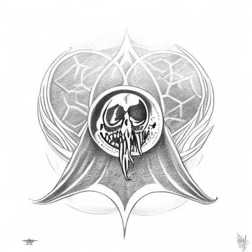 Deathly Hallows With A Moon Inside And Tribal Lilies Surrounding It