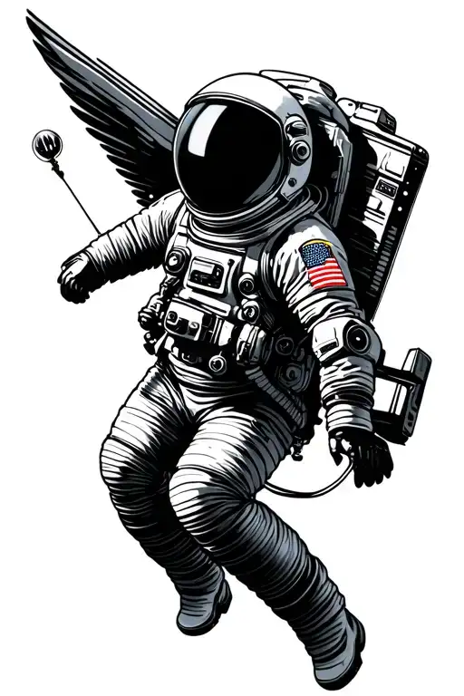 Astronaut Flies In Outer Space