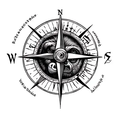 Monkey And Compass Tattoo Combinations