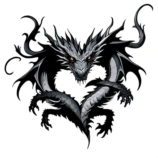 Black Dragon Wrapped Around A Heart