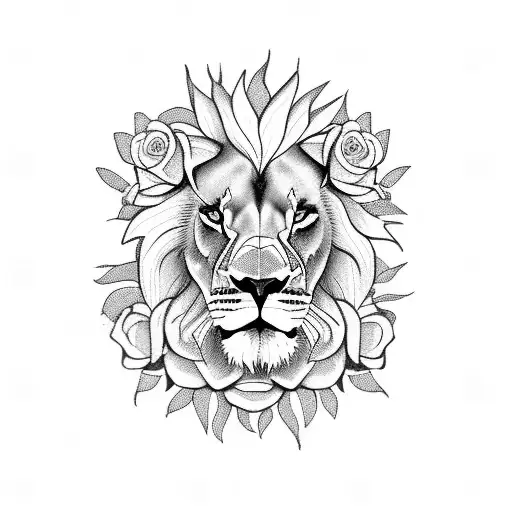 Lion With Roses