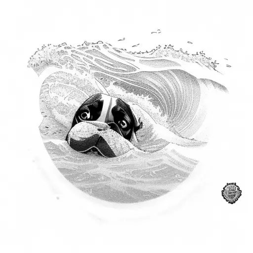 A Dog Catching A Wave In Hawaii