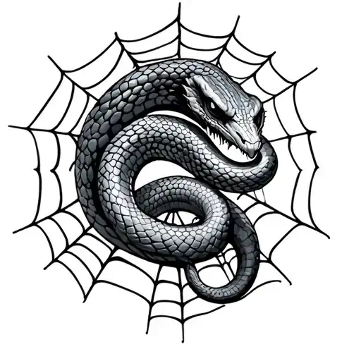 Evil Snake In Spider Web