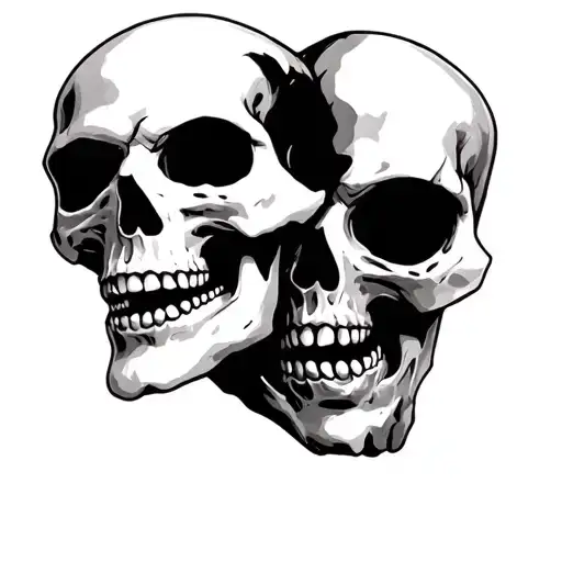 Two Face Skull No Shading