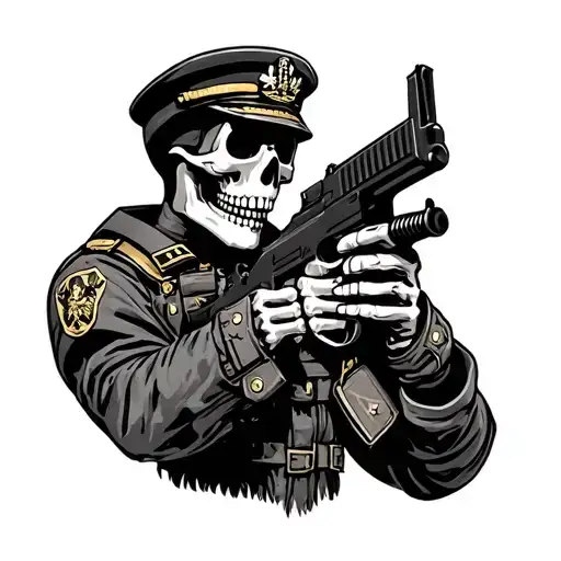 Royal Australian Navy Medic Skeleton Holding A Ef88 Gun