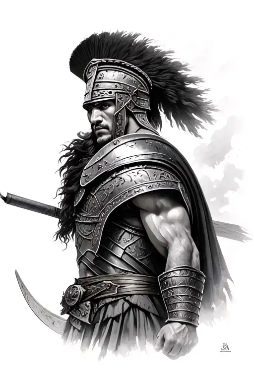 Realistic Gladiator Hexagon Inside Roman Coloseum