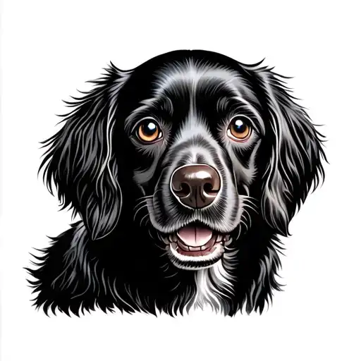 Black Cocker Spaniel Dog Face On Men Chest With Smile Face Made