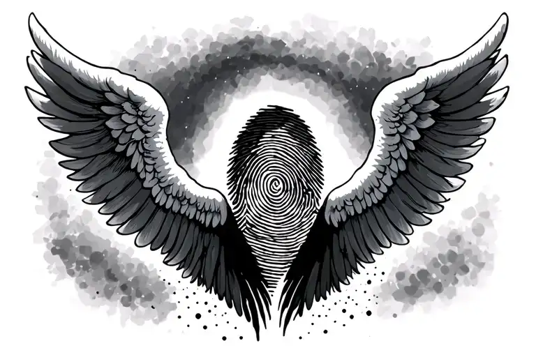 Angel Wings Surrounding A Fingerprint