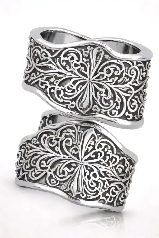 Flame Shamrock Wedding Band Lace Pattern Two Birthdates In Roman Numerals