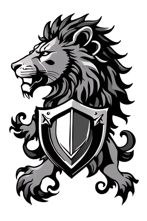 Lion Head Shield Crossed