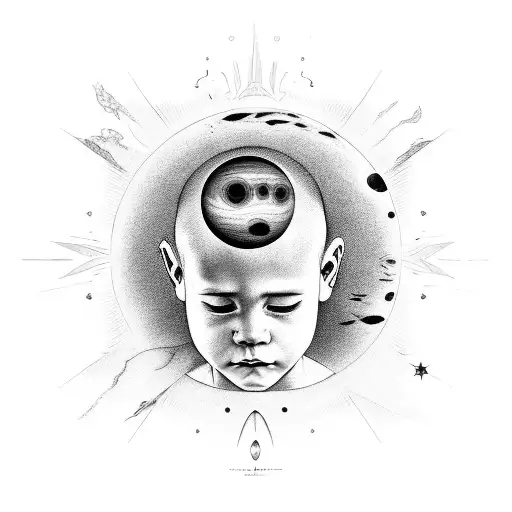 A Portrait Of The Boy From Venus Surrounded By Celestial Elements