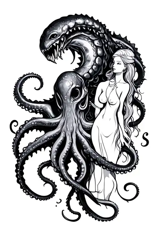 Kraken And Lady For Shoulder