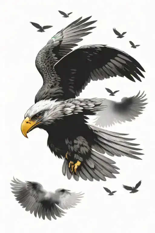 Eagle And Hawks Flying