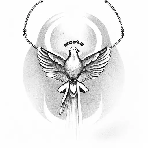 Dove Carrying Rosary Beads
