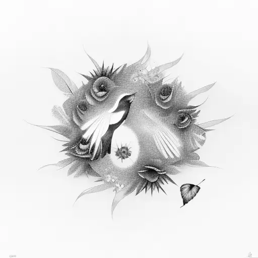 Bird Morphing Into A Flower