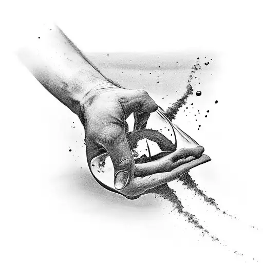 Hourglass With A Hand Grabbing At The Sand