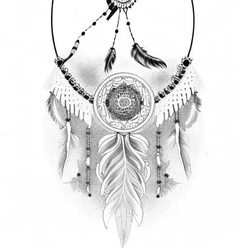 Dreamcatcher With Intricate Lace Details And Ornamental Jewels Hanging From It