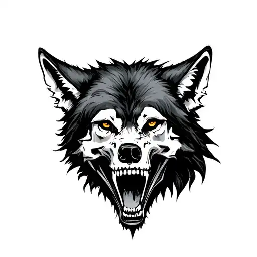 Wolf With Skulls Realism Style