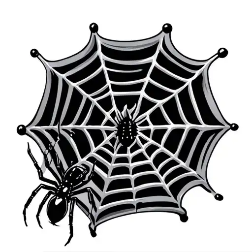 Spider Web Tattoo With Spider Hanging Off