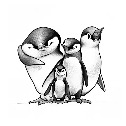 Penguin Mom And Two Sons