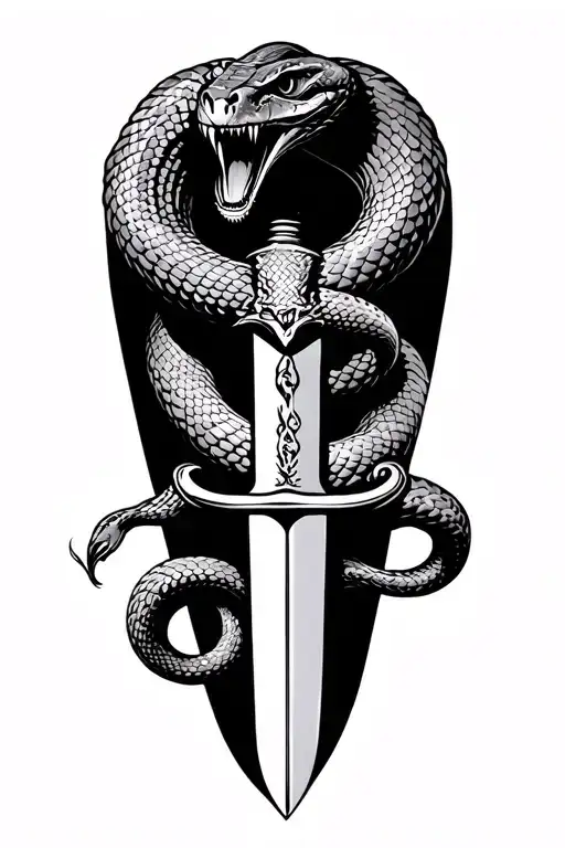 Snake And Sword With Snake Hissing