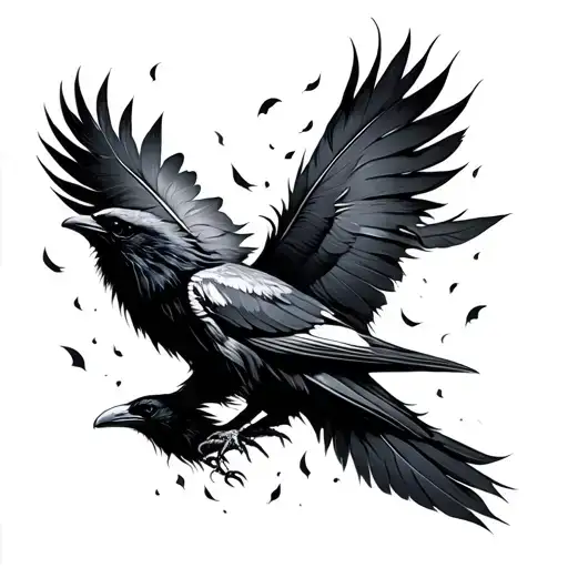 Falling Crow Feathers
