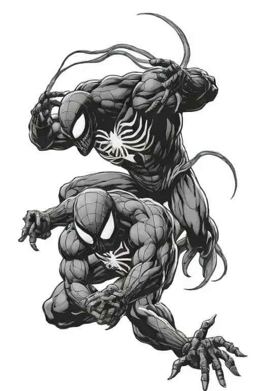 Spiderman And Venom Fighting Each Other