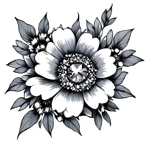 Floral With Diamond Patterns Filling Space Between Flowers