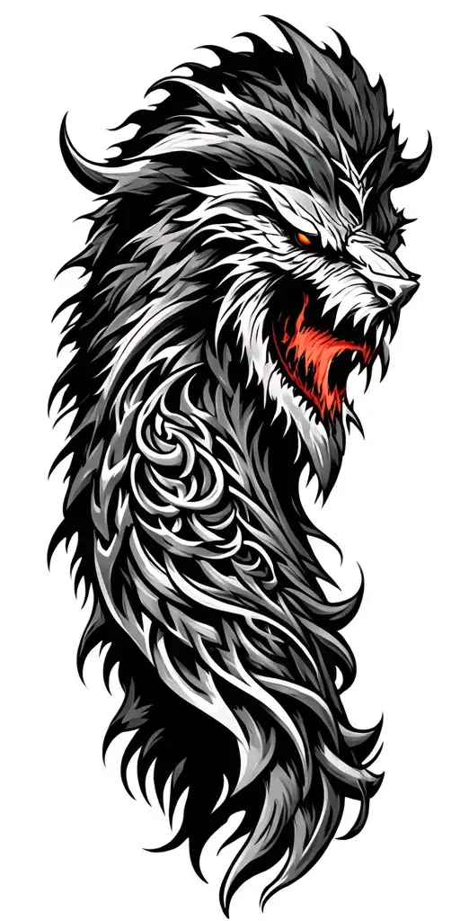 Norse Tattoo With Intricate Design Showing Ragnarok